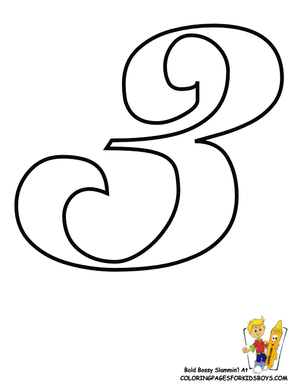 Cool Number Three 9 Coloring Page