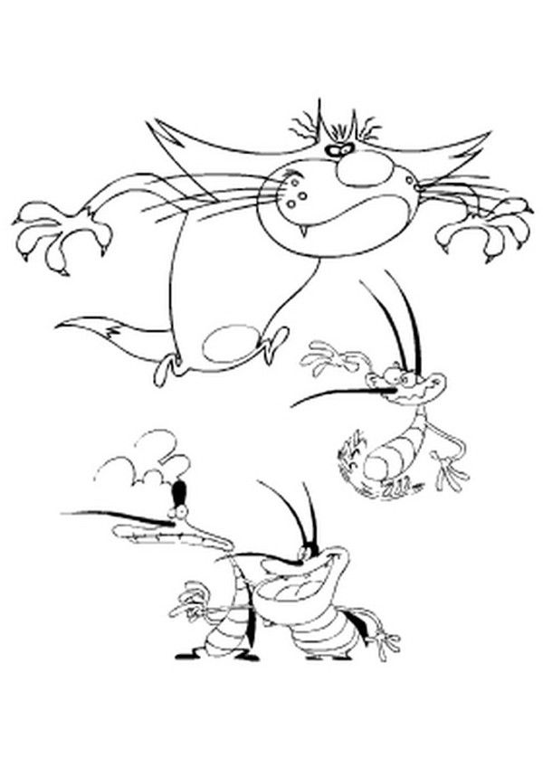 Oggy And The Cockroaches 17 For Kids Coloring Page