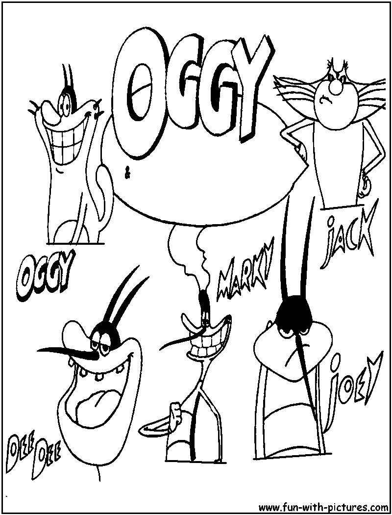 Oggy And The Cockroaches 5 For Kids Coloring Page