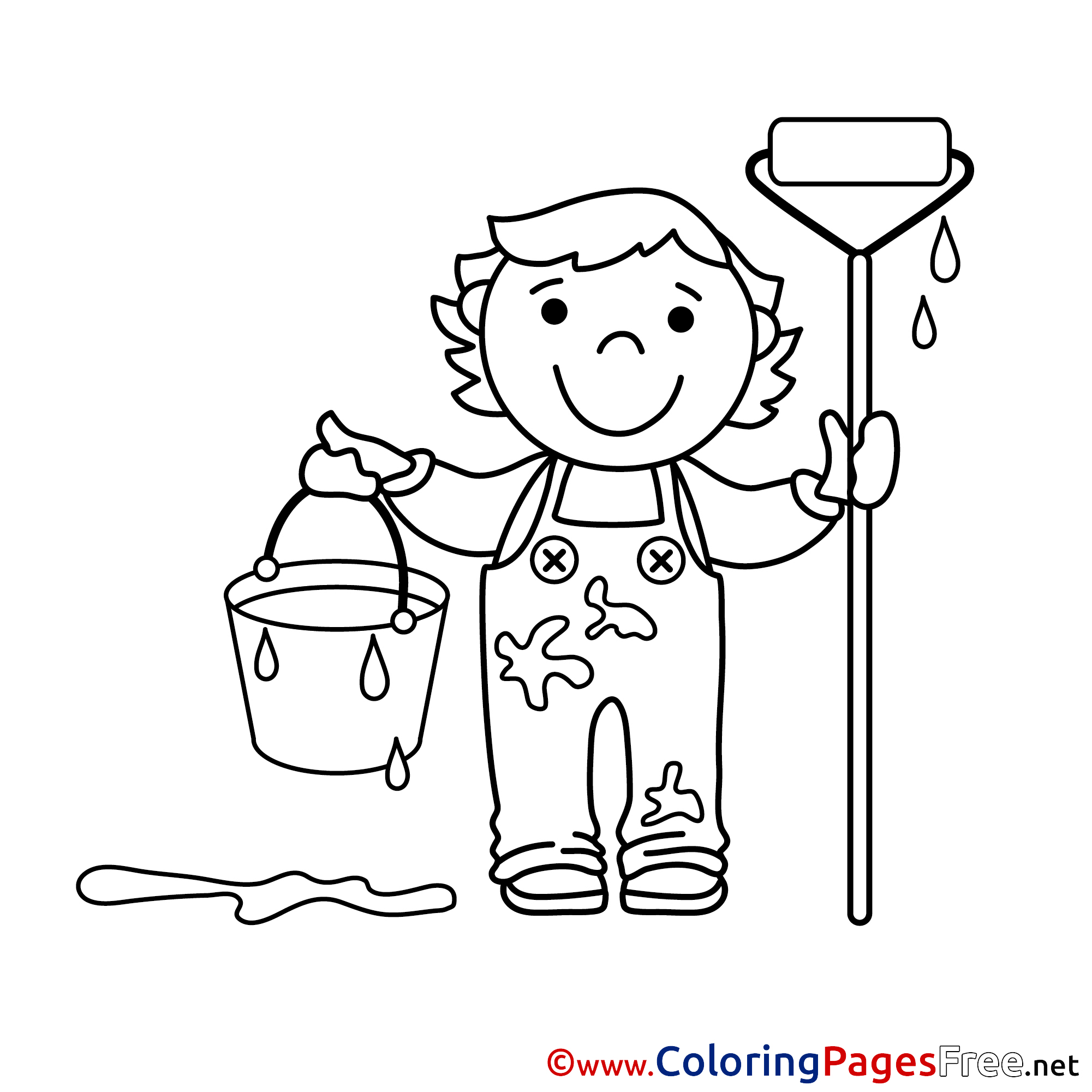A Baby Is Painting Cool Coloring Page