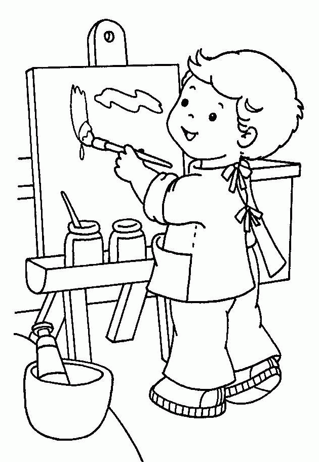 New Painter Is A Boy For Kids Coloring Page