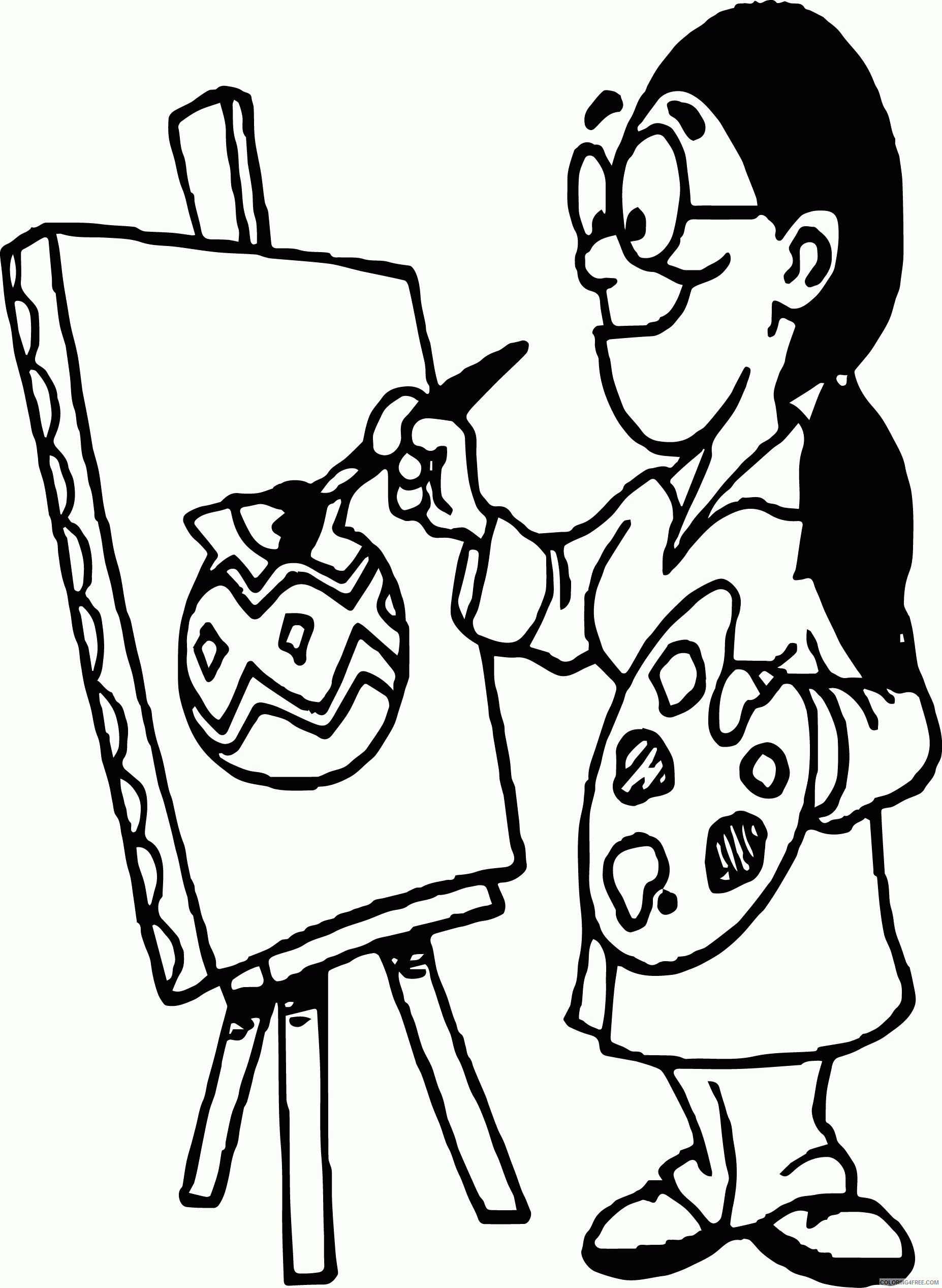 A Student Is Painting For Kids Coloring Page