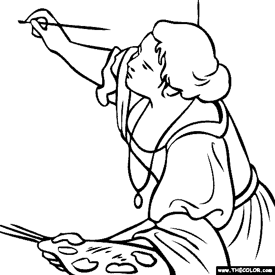 A Women Is Painter Cool Coloring Page