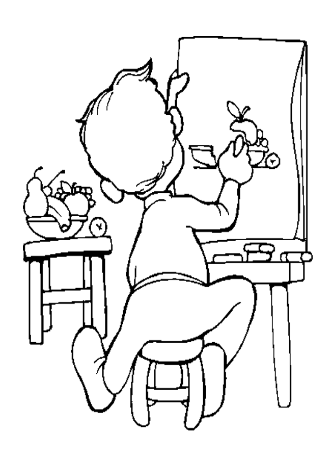Painter Is A Boy Cool Coloring Page