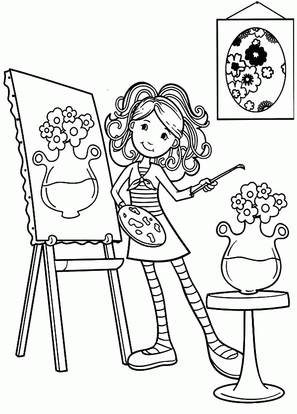 Cool Painter Is A Girl Coloring Page