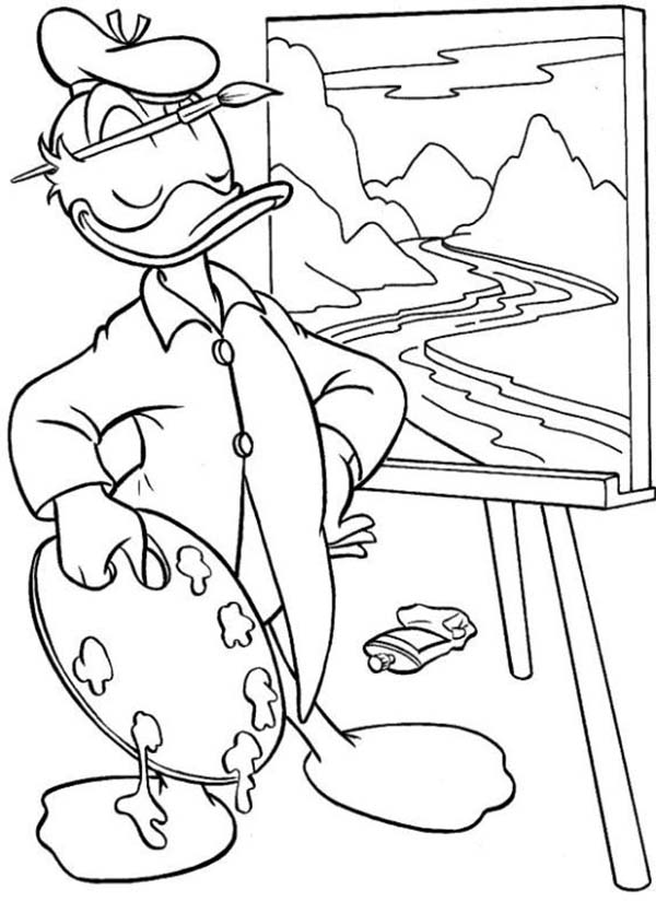 Painter Is A Duck Cool Coloring Page