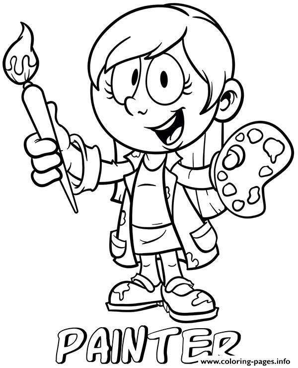 Cool Happy Baby Painter Coloring Page