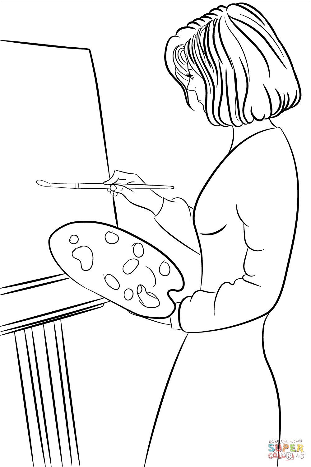 Painter Is Painting Cool Coloring Page