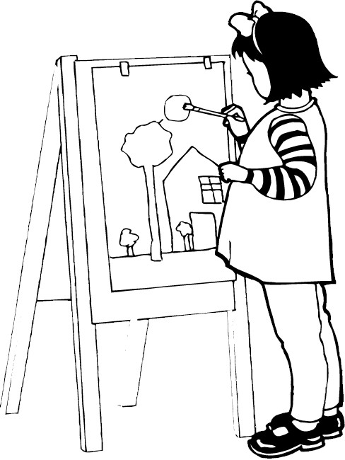 Baby Girl Is Painter Cool Coloring Page