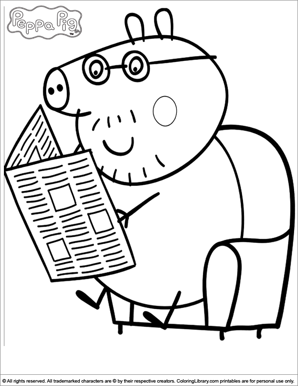 Peppa Pig With Glasses For Kids Coloring Page