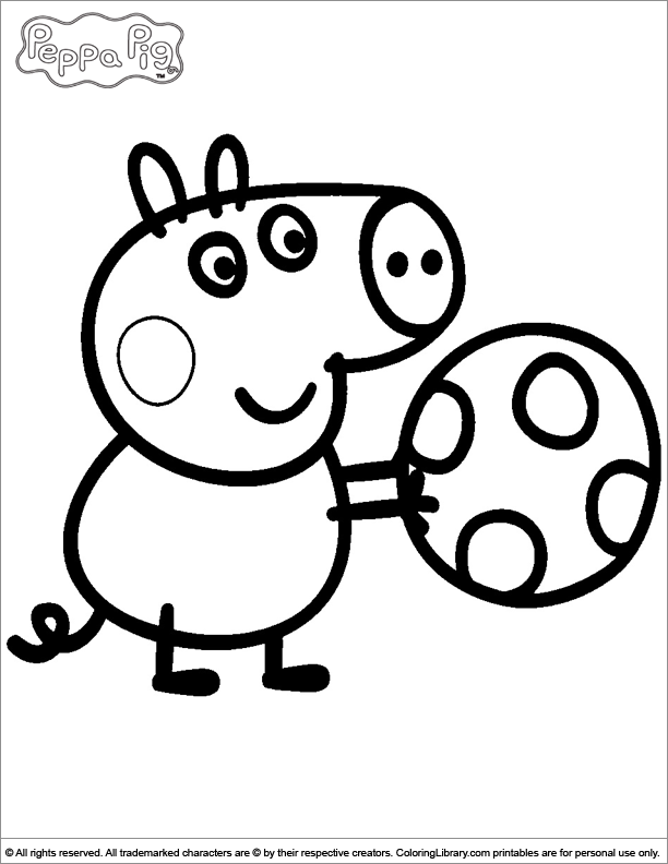 Peppa Pig With Ball Cool Coloring Page