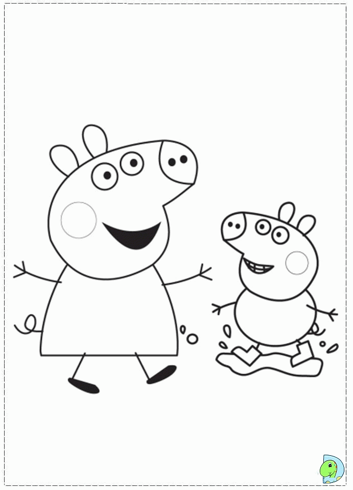 Peppa Pig Dad And Boy Talking For Kids Coloring Page