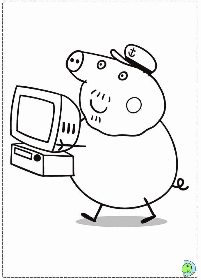 Peppa Pig Bring TV For Kids Coloring Page