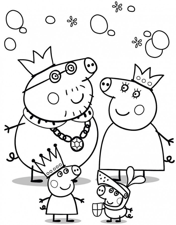 Peppa Pig Family Talking For Kids Coloring Page
