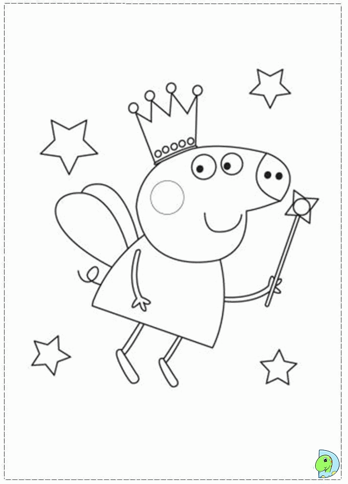 Peppa Pig With Stars For Kids Coloring Page
