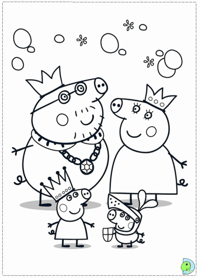 Peppa Pig Family Go Picnic For Kids Coloring Page