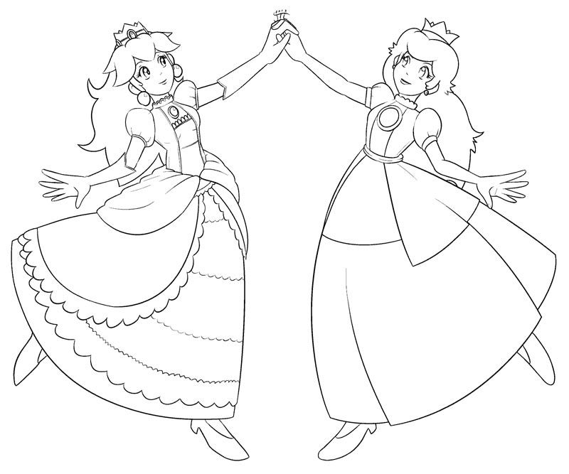 Princess Daisy And Peach 1 Cool Coloring Page