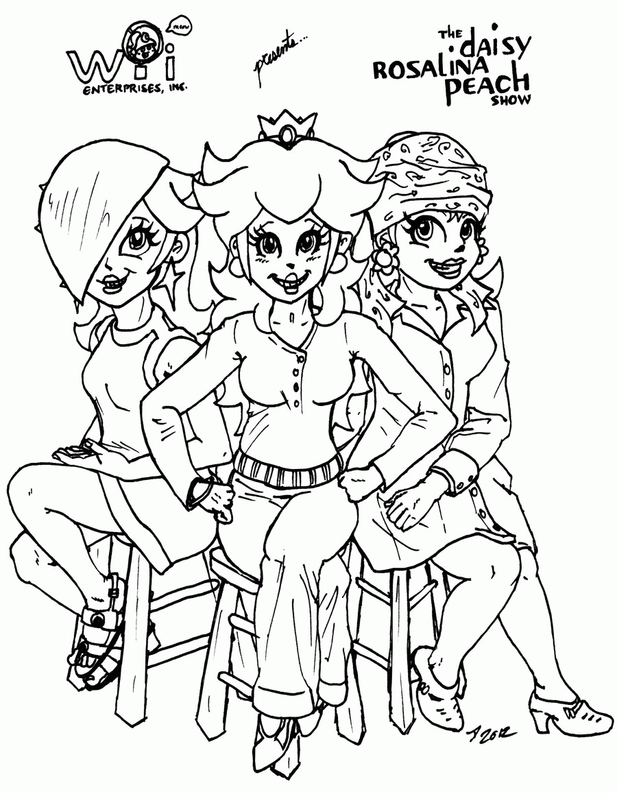 Princess Daisy And Peach 24 For Kids Coloring Page