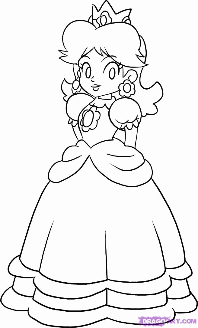 Princess Daisy And Peach 4 For Kids Coloring Page