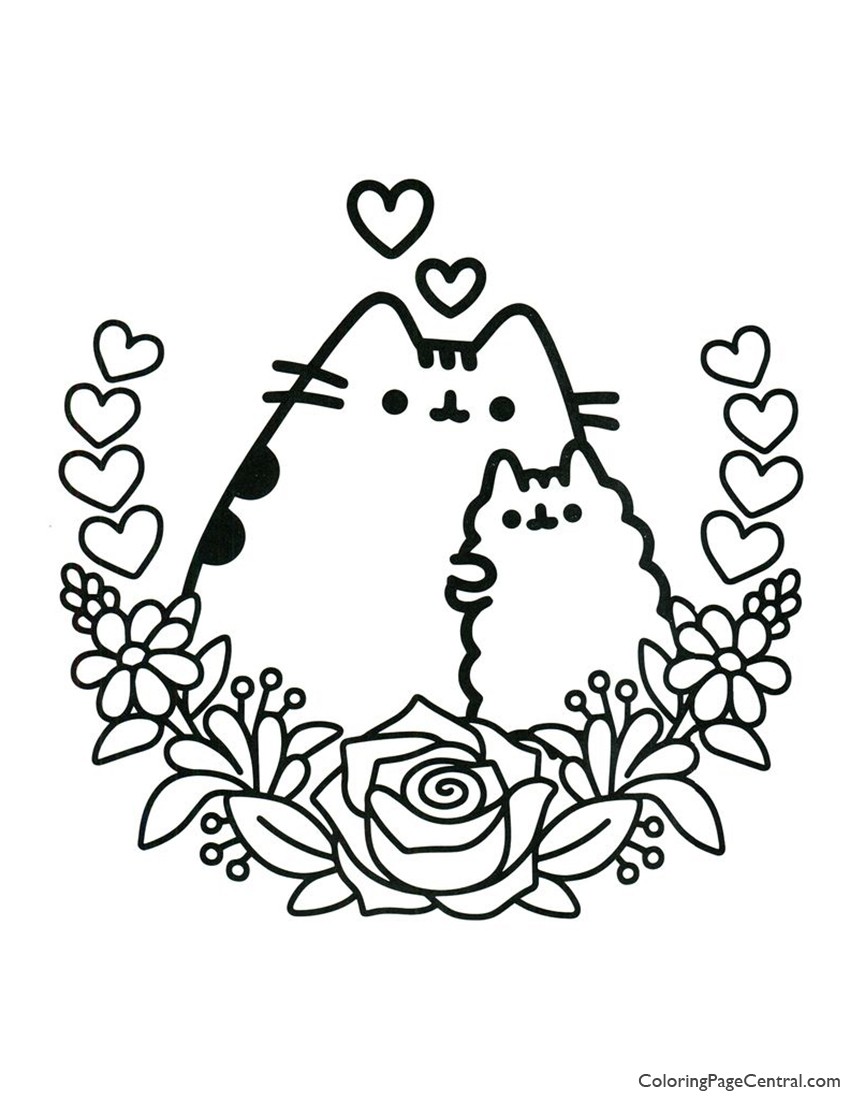 Pusheen Cat And Baby Pusheen Cat Cool Coloring Page