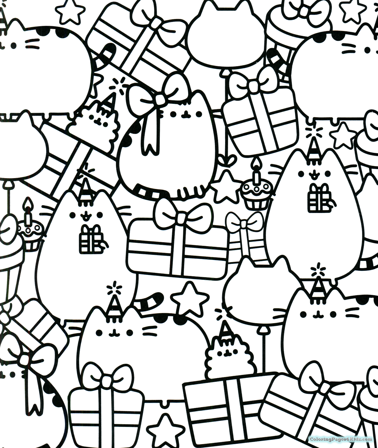 Cool Print Pusheen Cat Coloring Page