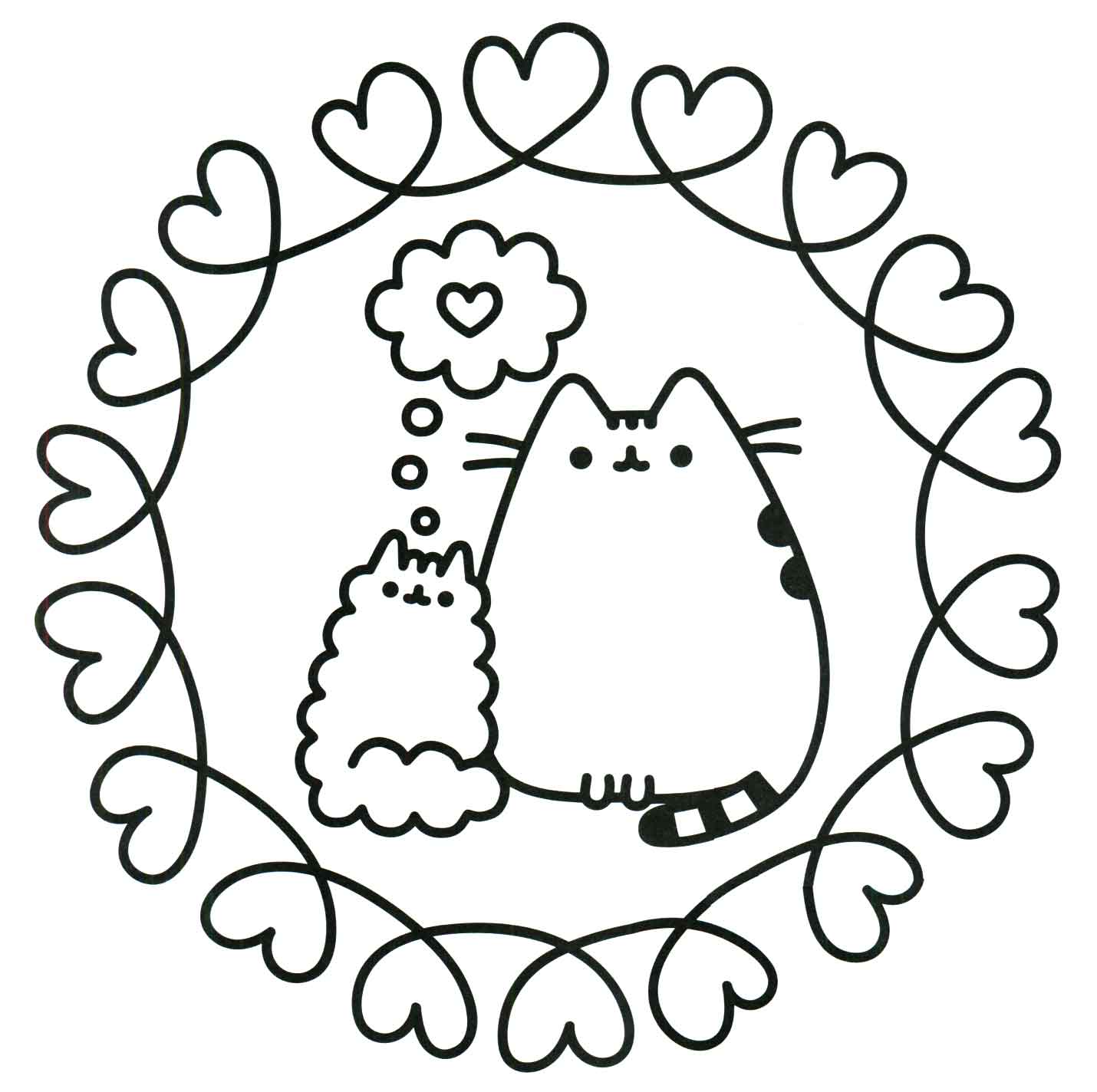 Amazing Pusheen Cat For Kids Coloring Page