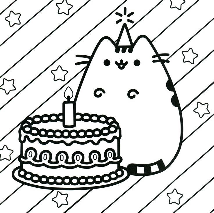 New Cute Pusheen Cat Cool Coloring Page