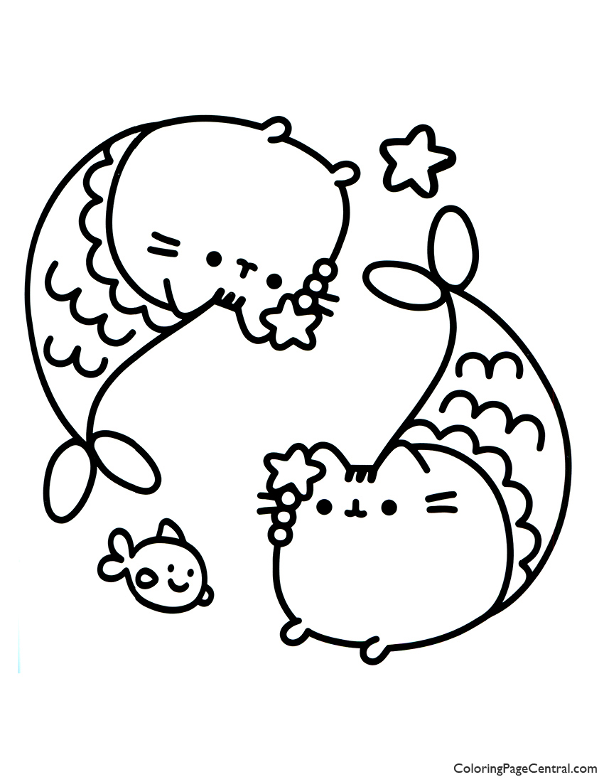 Cute Pusheen Cat For Kids Coloring Page