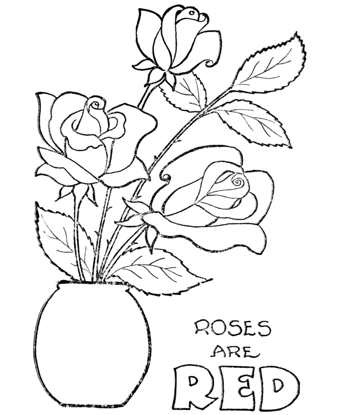 Rose 3 For Kids Coloring Page