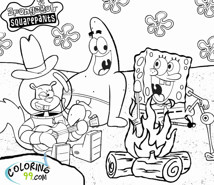 Spongebob Characters 16 For Kids Coloring Page