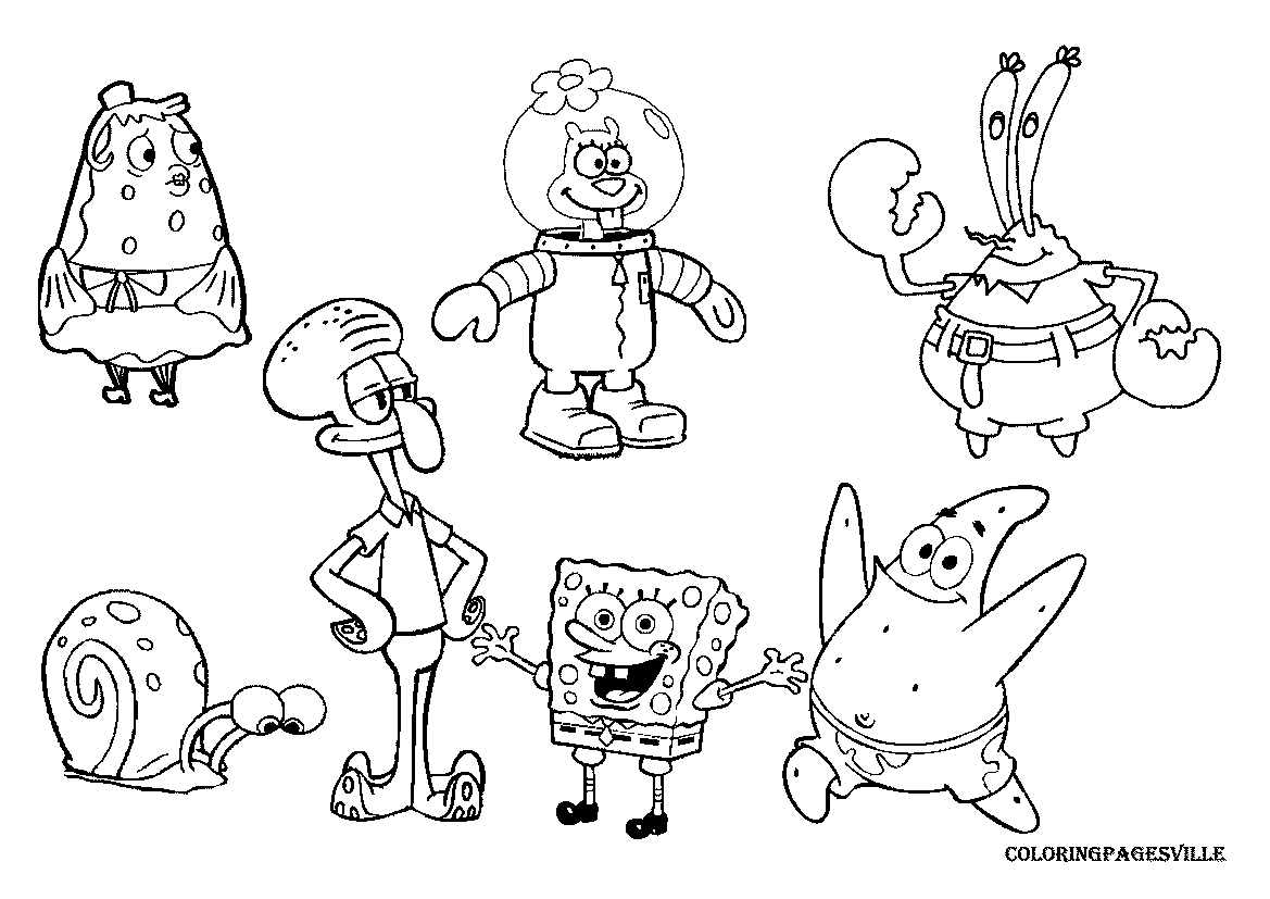 Spongebob Characters 39 Cool Coloring Page