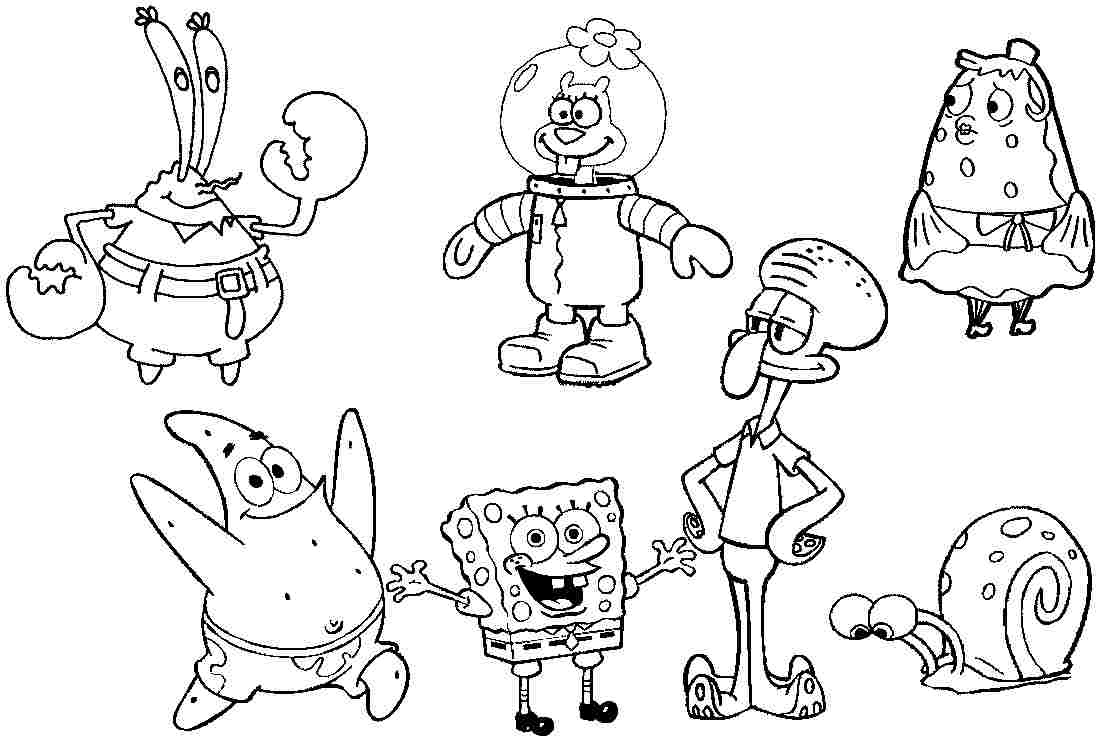 Spongebob Characters 42 For Kids Coloring Page
