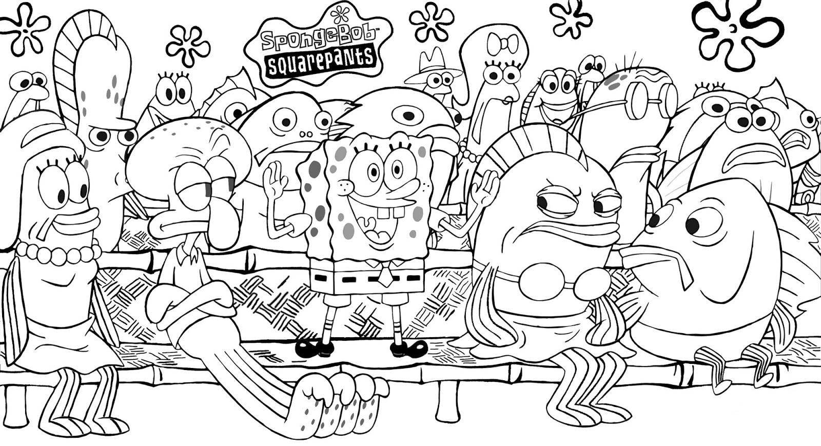 Spongebob Characters 45 Cool Coloring Page