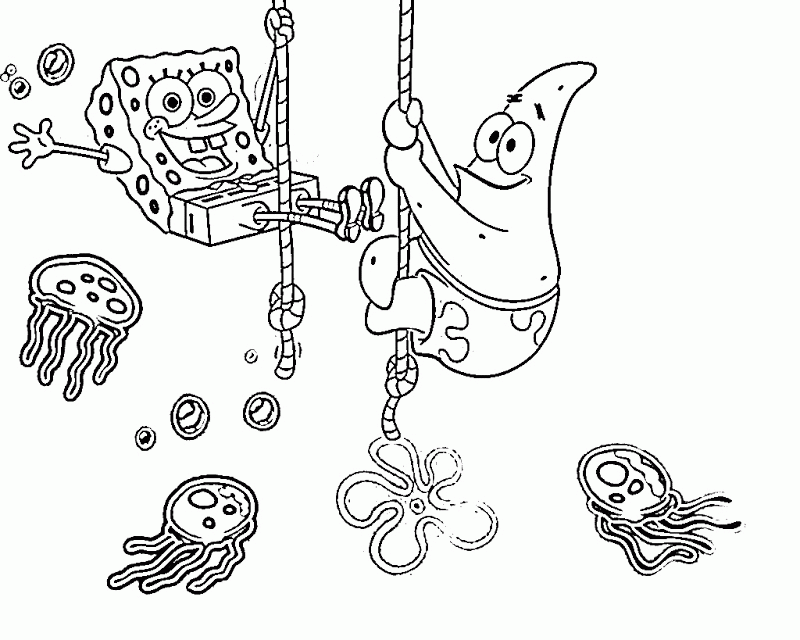 Spongebob Characters 9 Cool Coloring Page