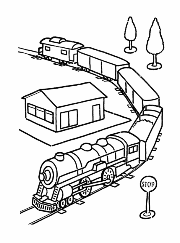 Cool Train 3 Coloring Page