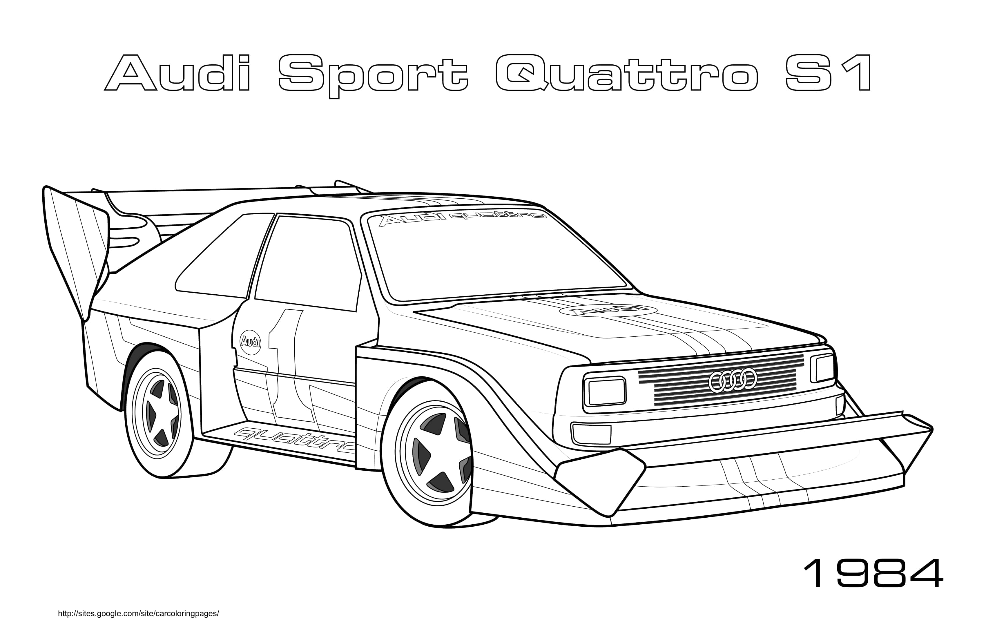 Автомобиль Audi Sport quattro s1 раскраска