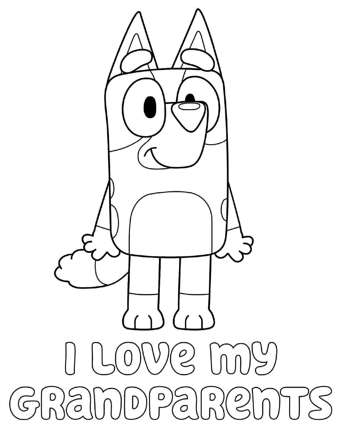 Bluey I Love My Grandparents Coloring Pages - Coloring Cool