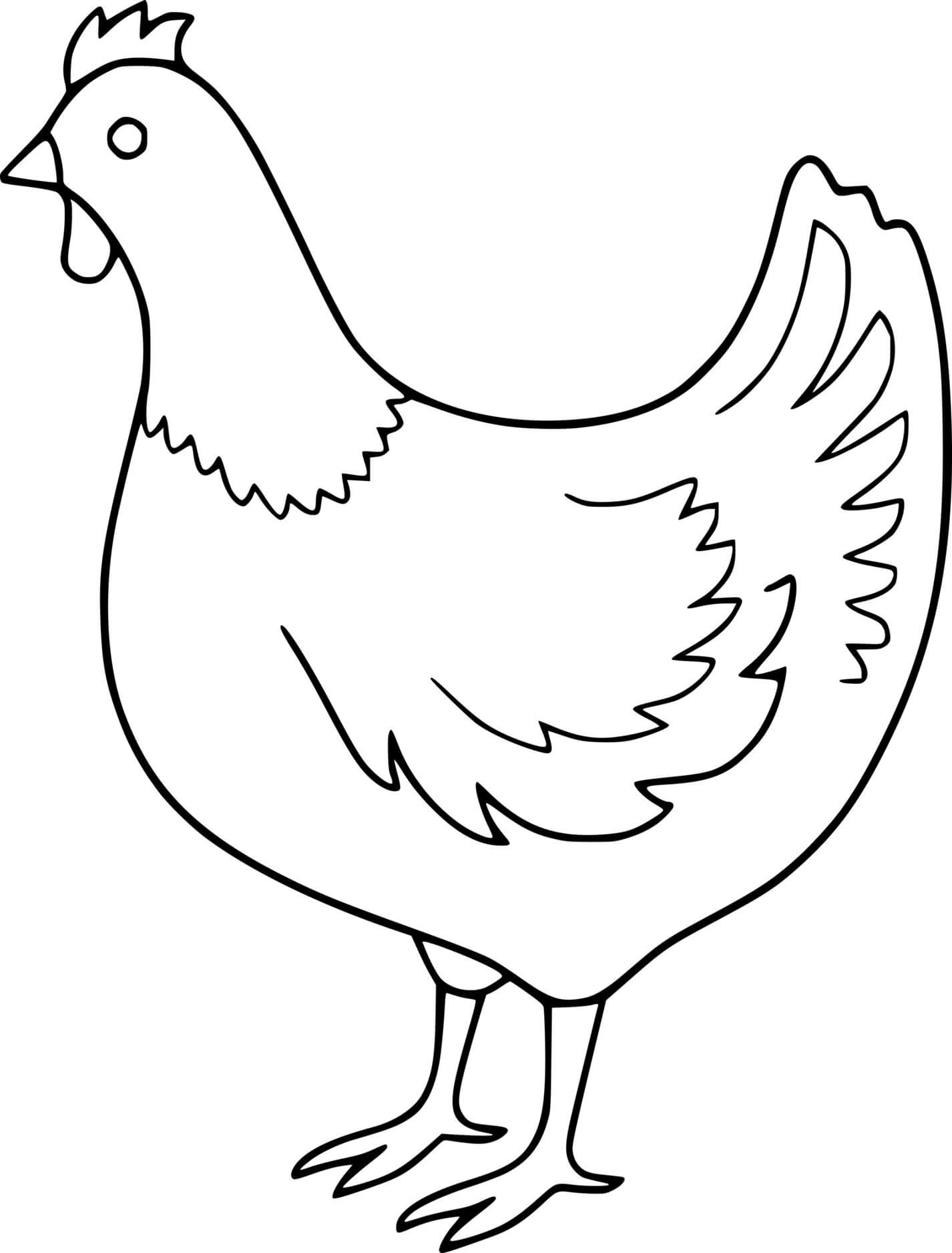 Cartoon Simple Chicken Coloring Pages - Coloring Cool