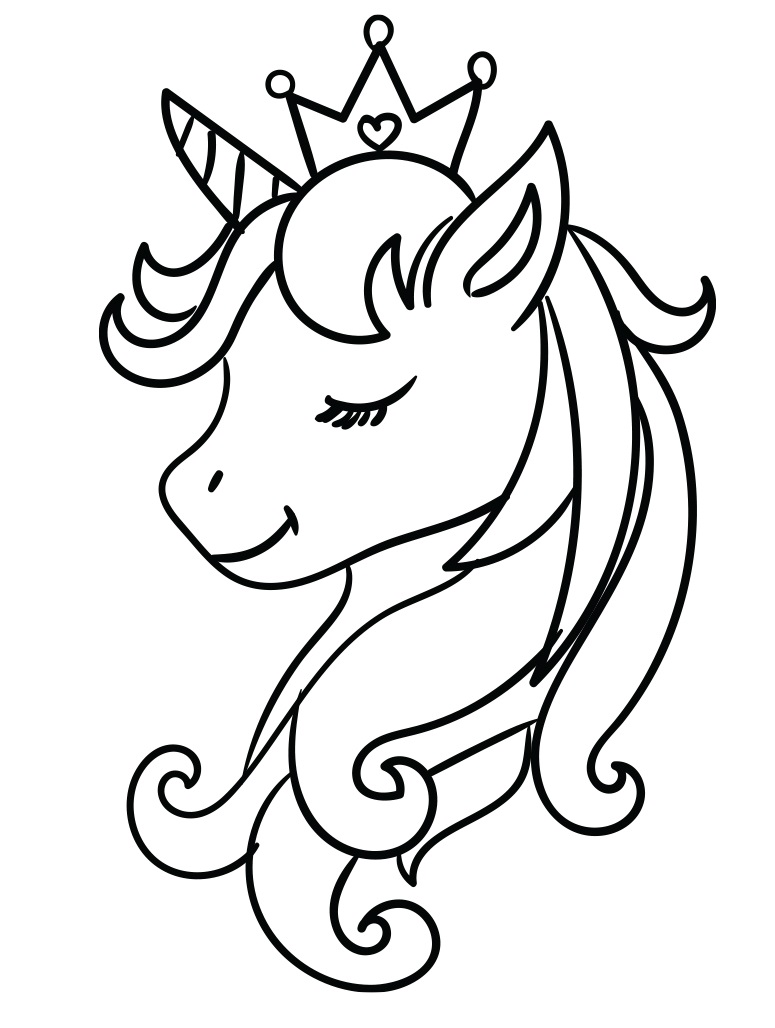 Emoji Unicorn A4 Coloring Page. 