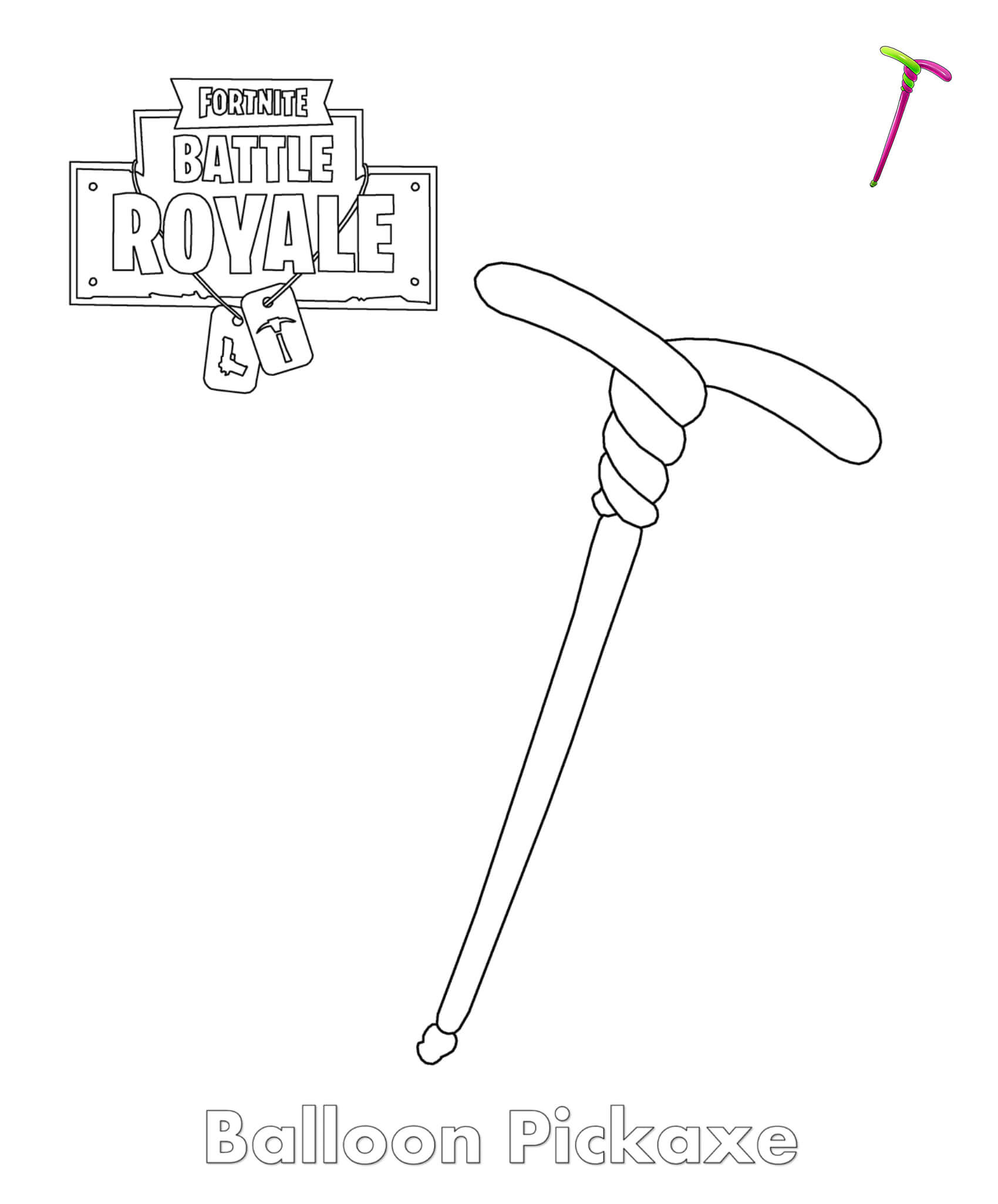 Fortnite Balloon Pickaxe Item Coloring Pages - Coloring Cool