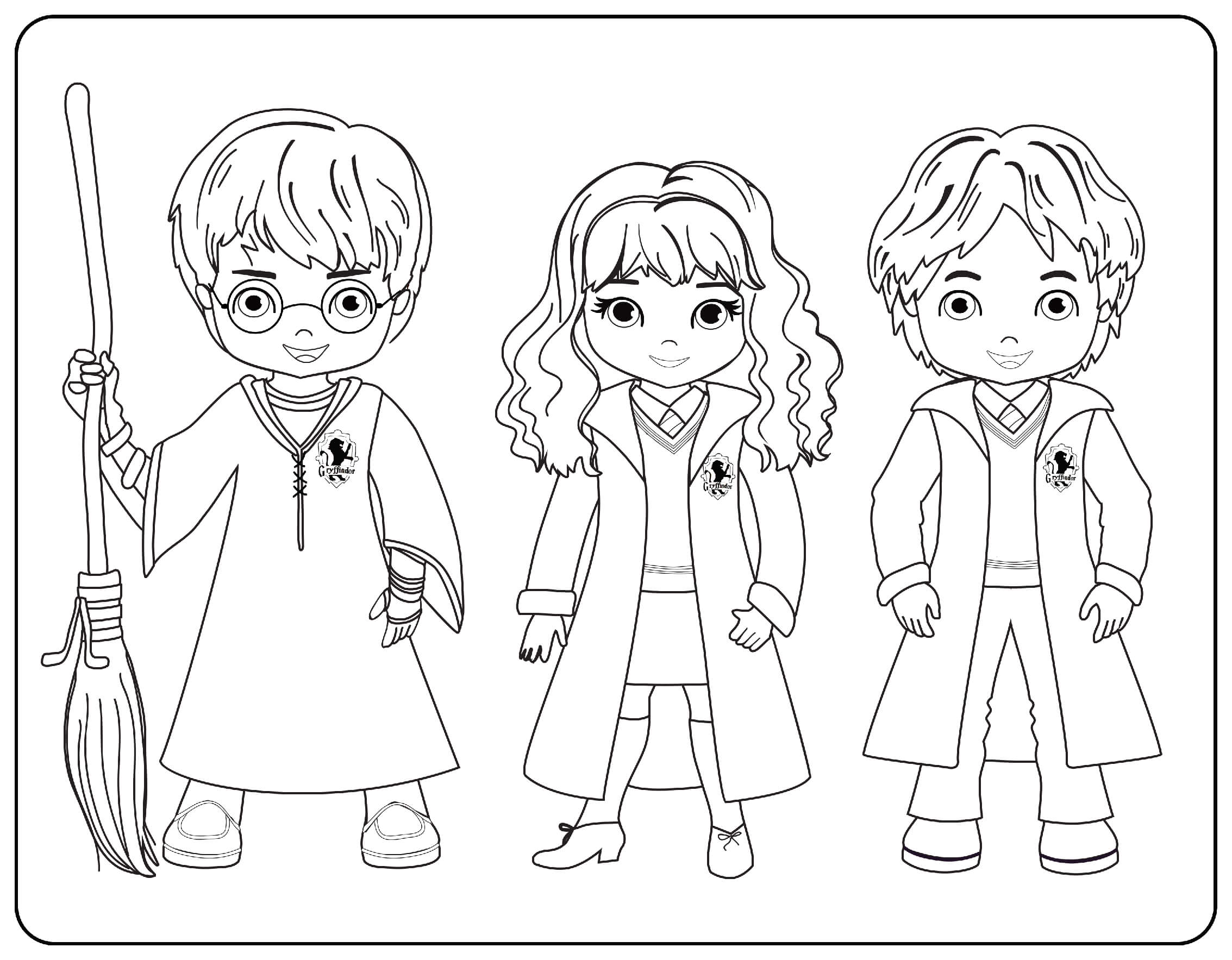 Harry Hermione And Ron Coloring Pages.