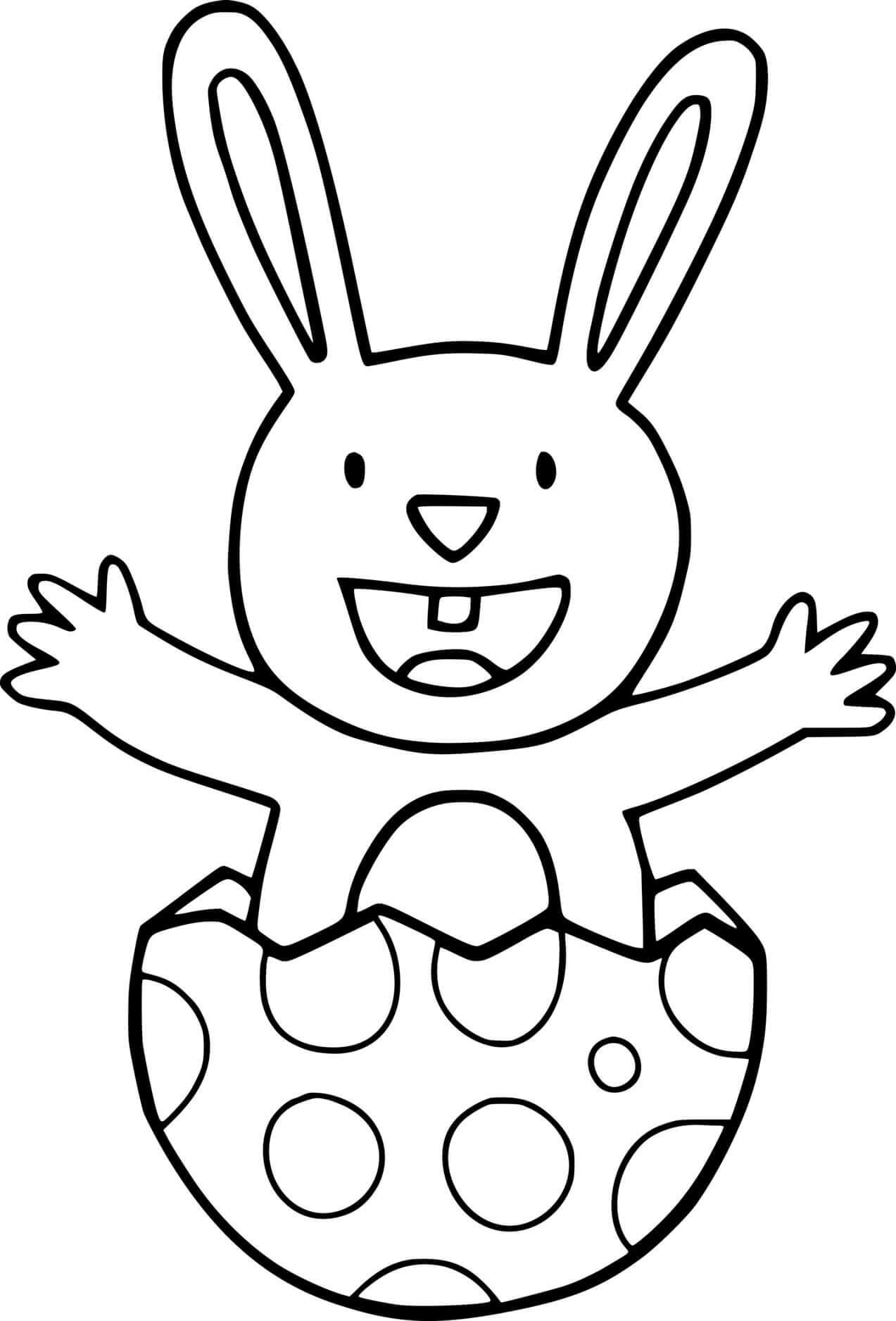 Simple Easter Bunny Out Of The Egg Coloring Pages Coloring Cool