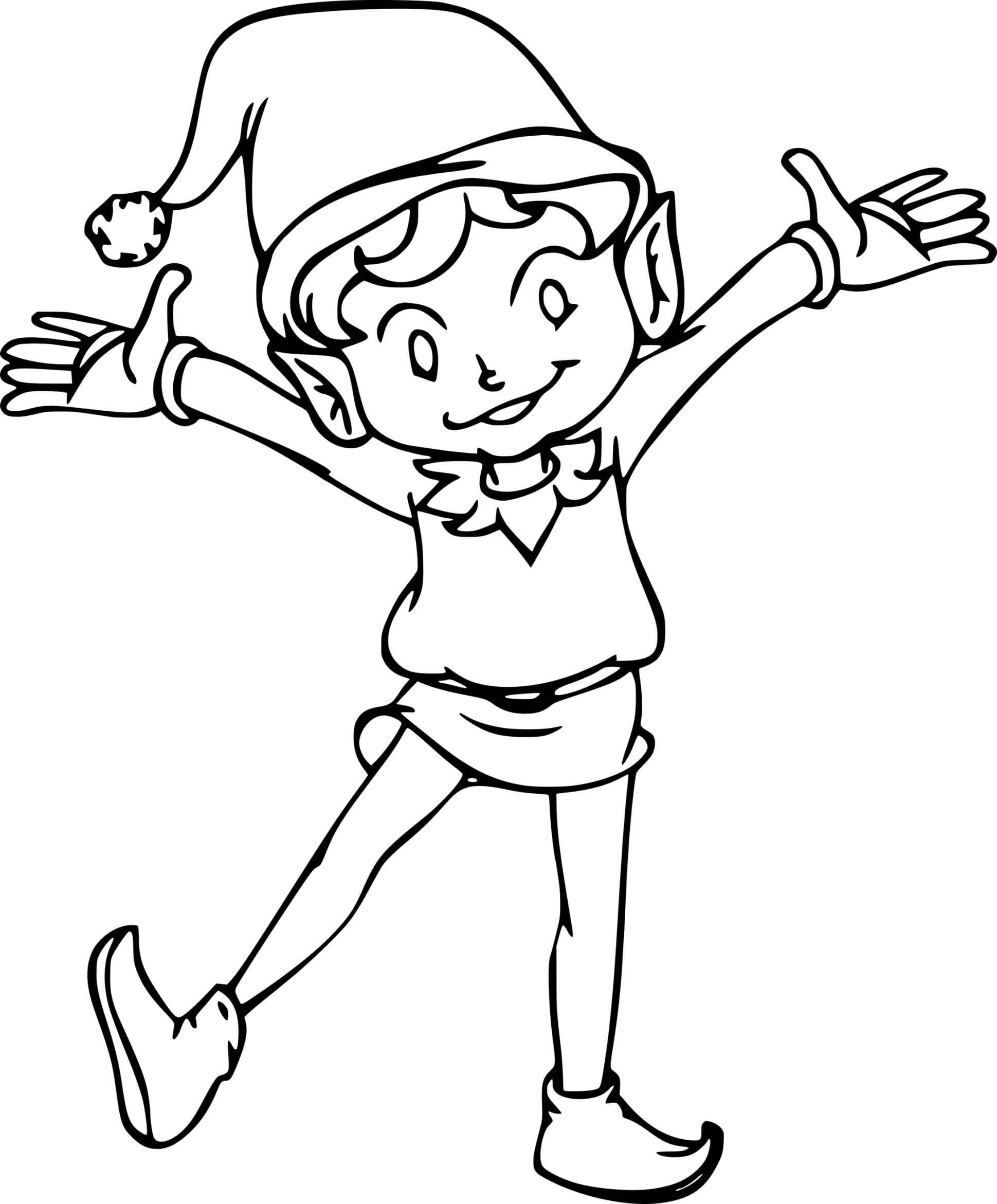 Young Elf Is Dancing Coloring Pages - Coloring Cool
