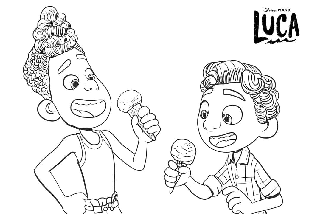 Alberto with Luca Coloring Pages - Coloring Cool