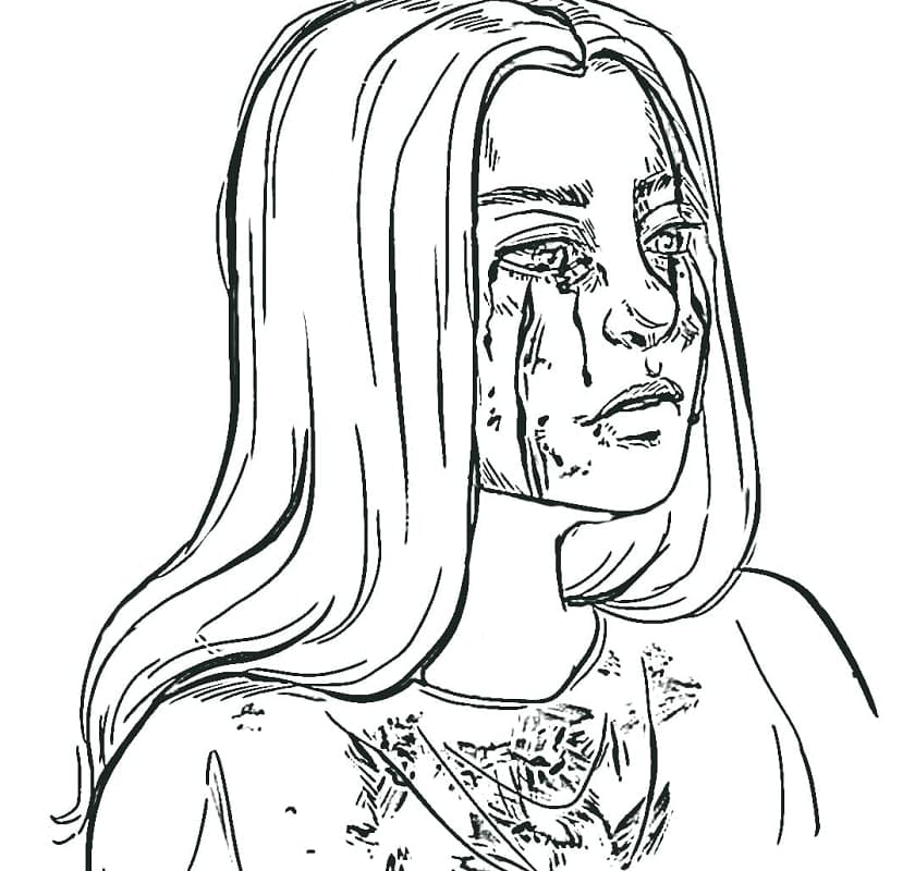 Free Billie Eilish with Black Tears coloring page to Print, Download or Col...