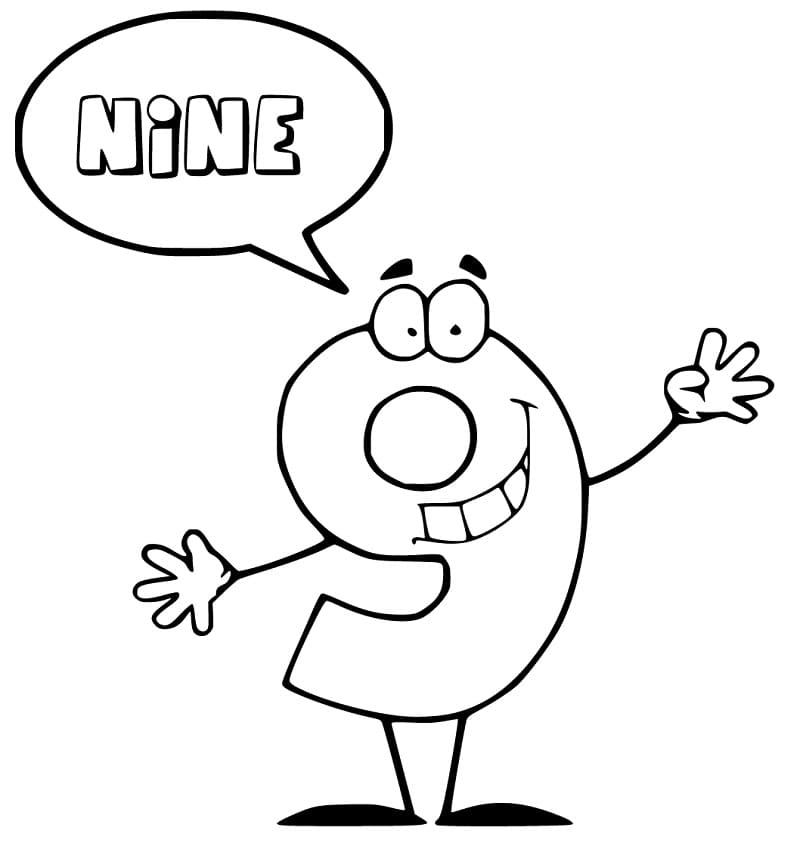 Cartoon Number 9 Coloring Pages Coloring Cool