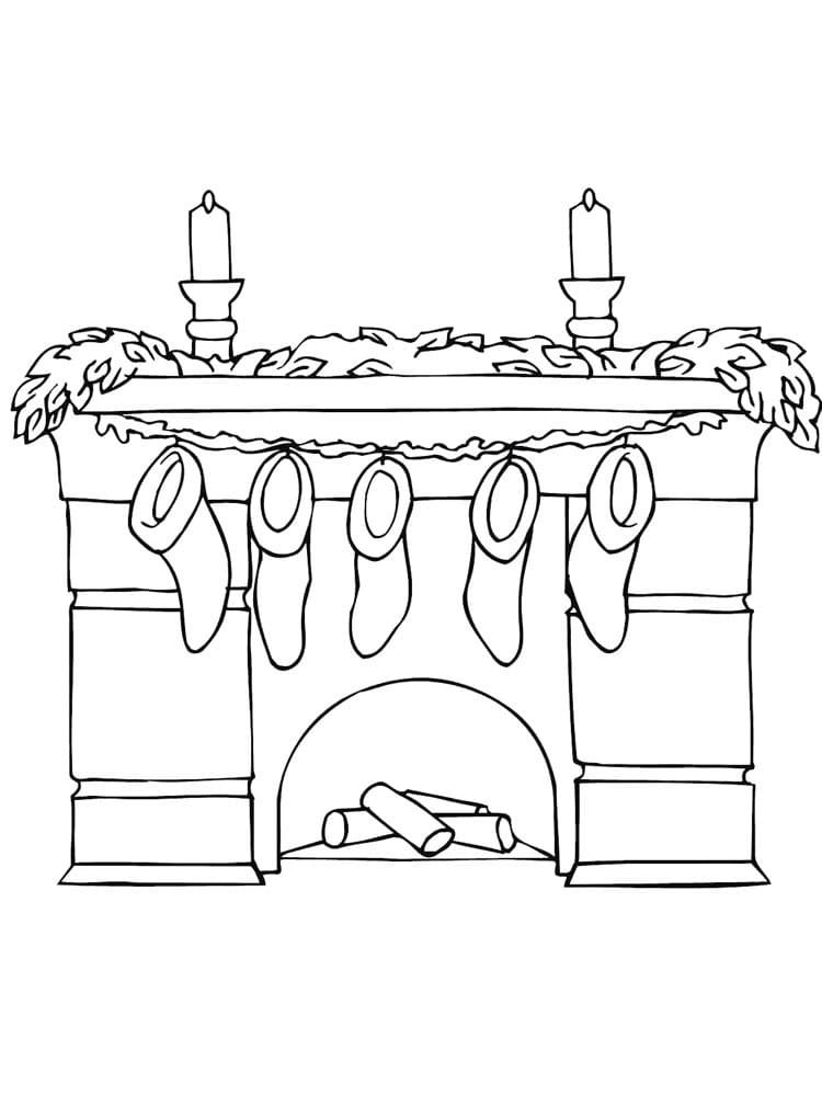 Christmas Fireplace Coloring Pages - Coloring Cool
