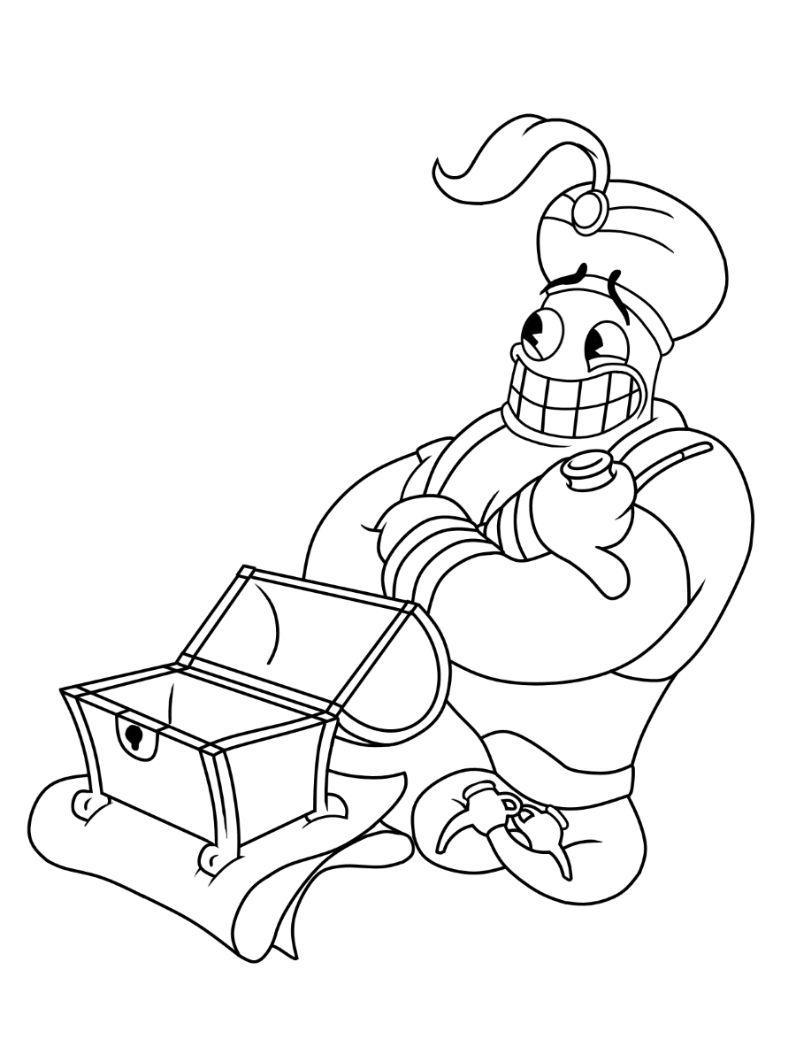 Cuphead King Dice Boss Coloring Page. 