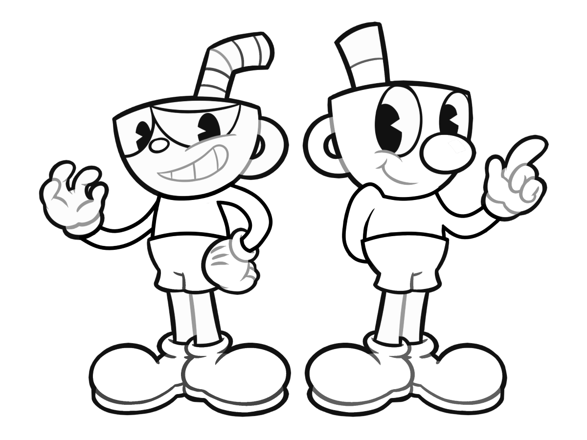 Free Cuphead Indie Video Game coloring page to Print, Download or Color onl...