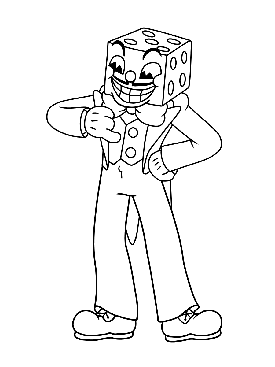 Cuphead King Dice Boss Coloring Page. 